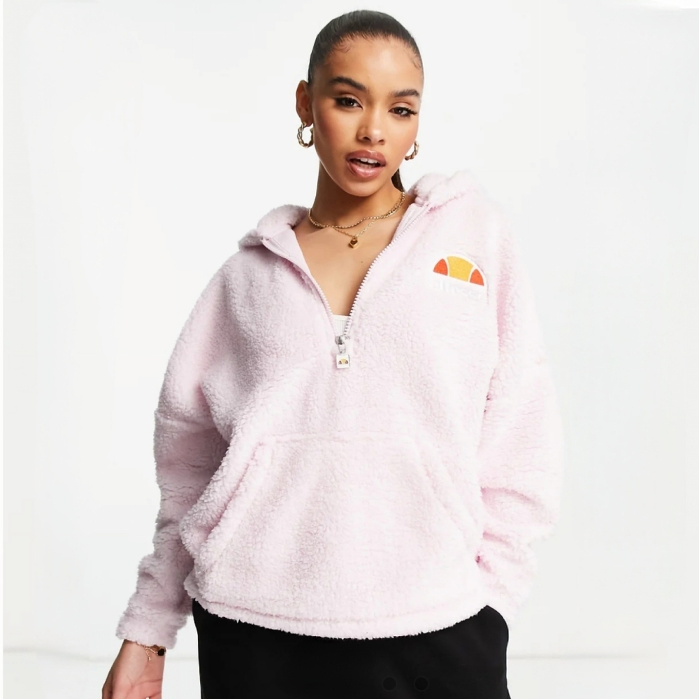 Ellesse Light Pink Sherpa Hoodie
